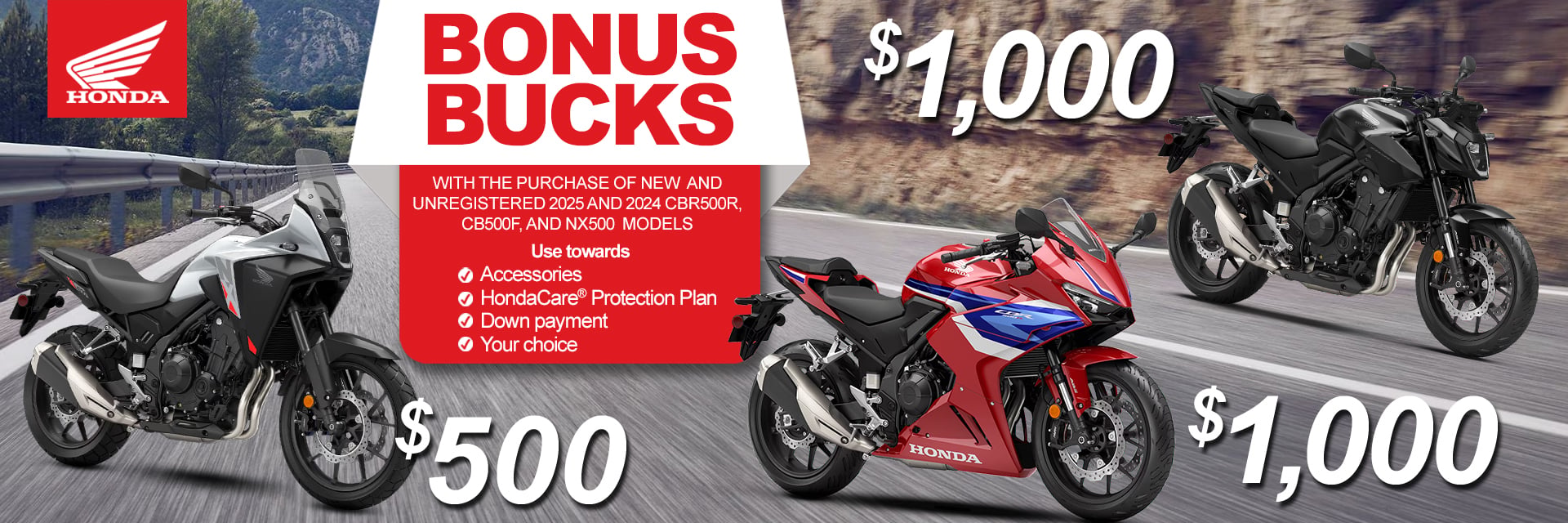 CB500F / NX500 / CBR500R Bonus Bucks